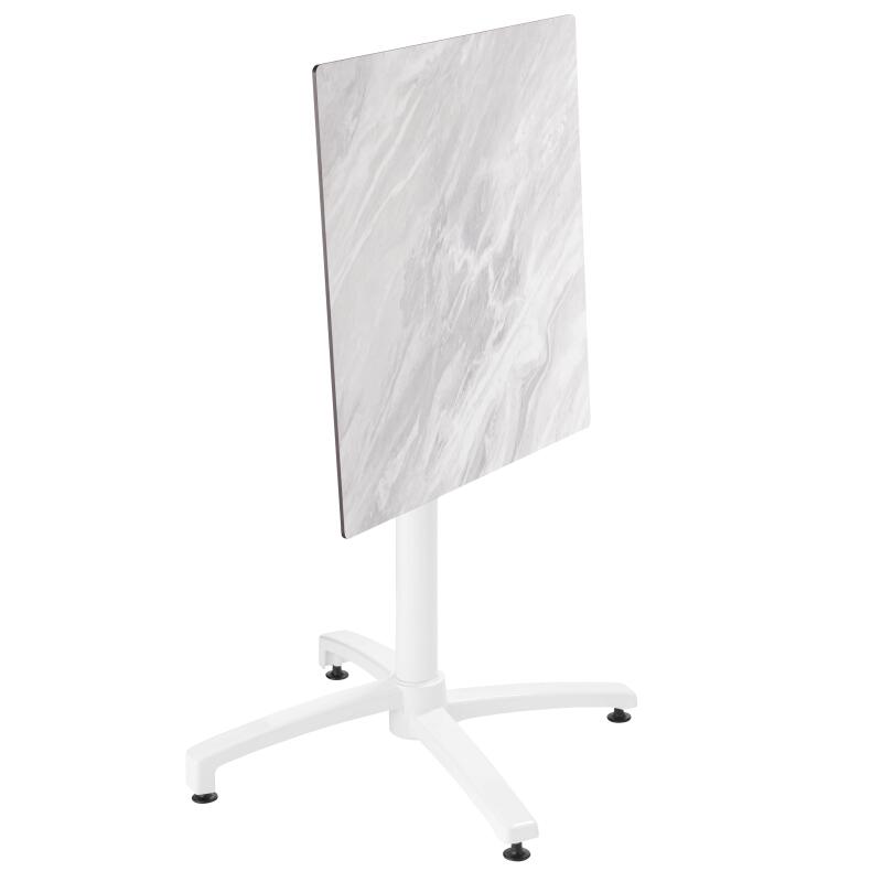 Table carrée (70x70cm) en HPL avec pied blanc inclinable