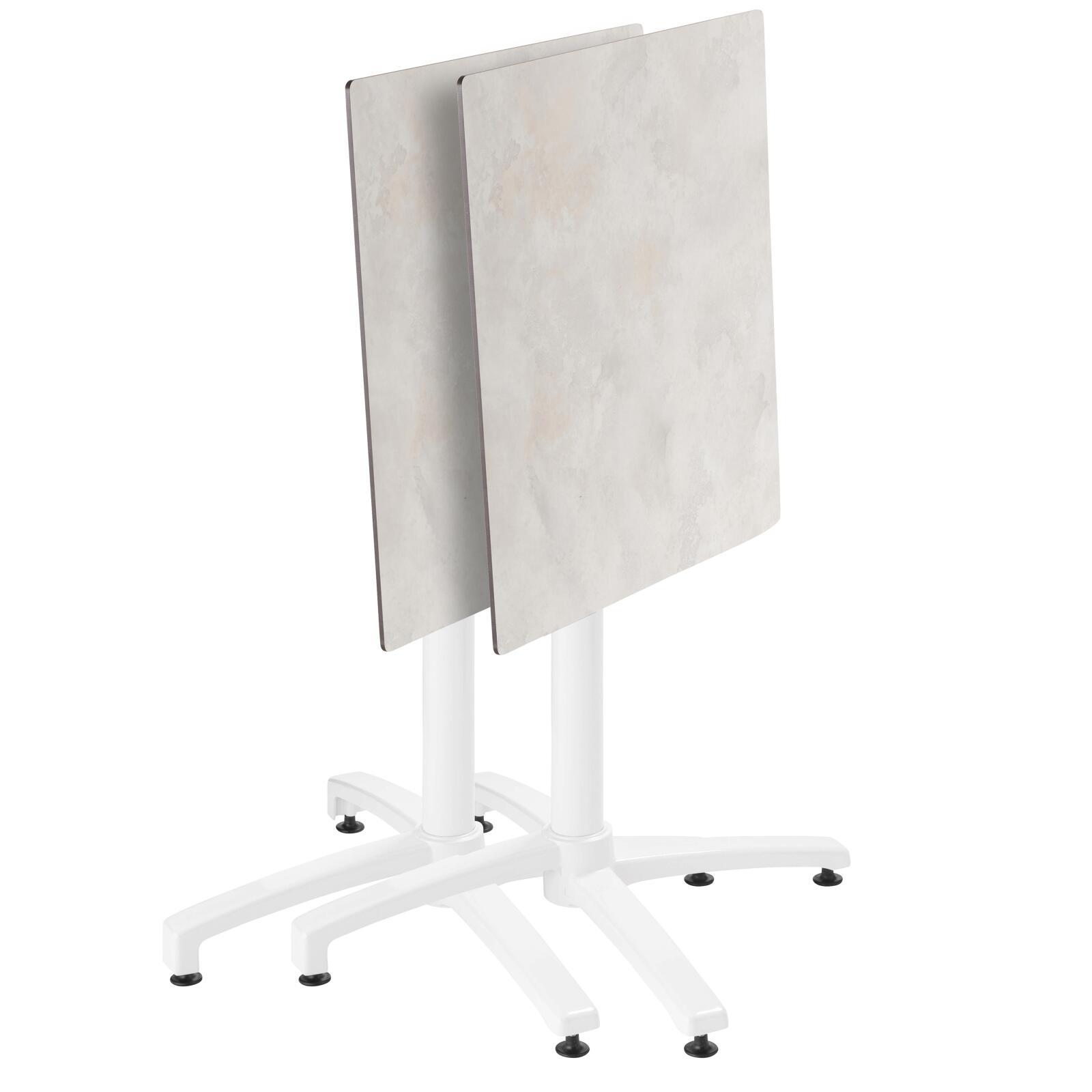 Table carrée (70x70cm) en HPL avec pied blanc inclinable