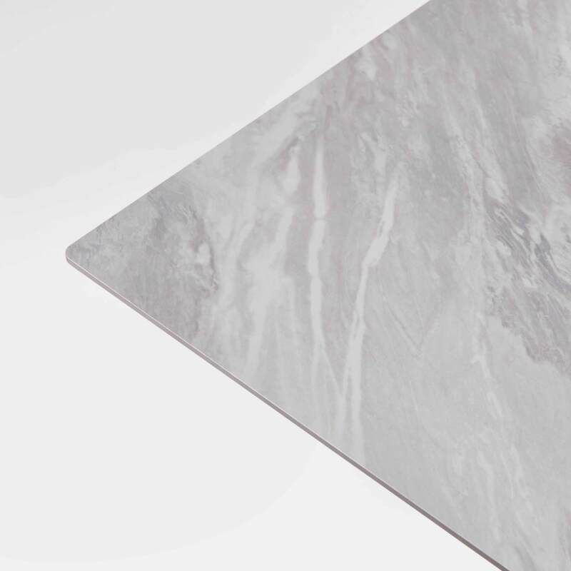 Table carrée (70x70cm) en HPL avec pied blanc inclinable (6/7)