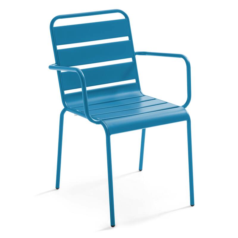 Chaise de terrasse avec accoudoirs en métal