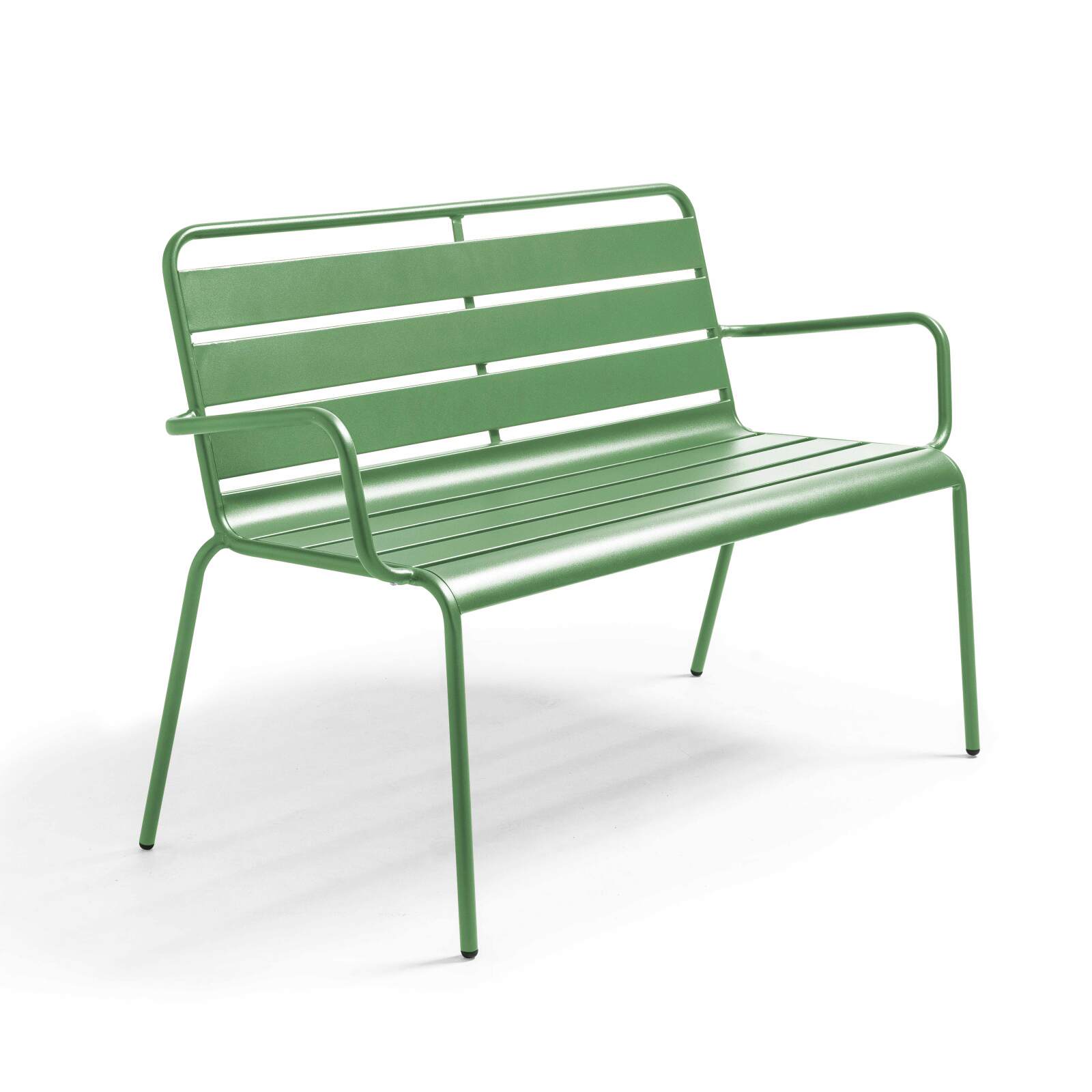 Banc avec dossier et accoudoirs en métal