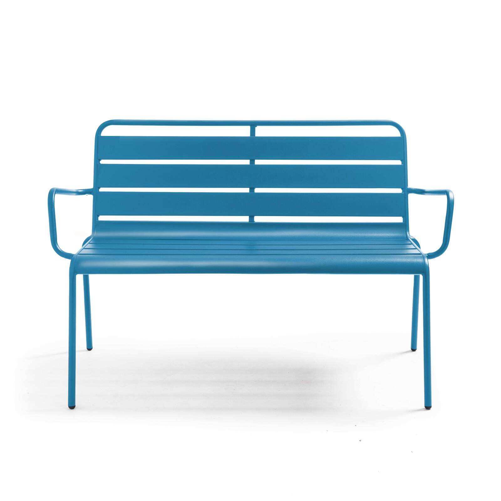 Banc avec dossier et accoudoirs en métal