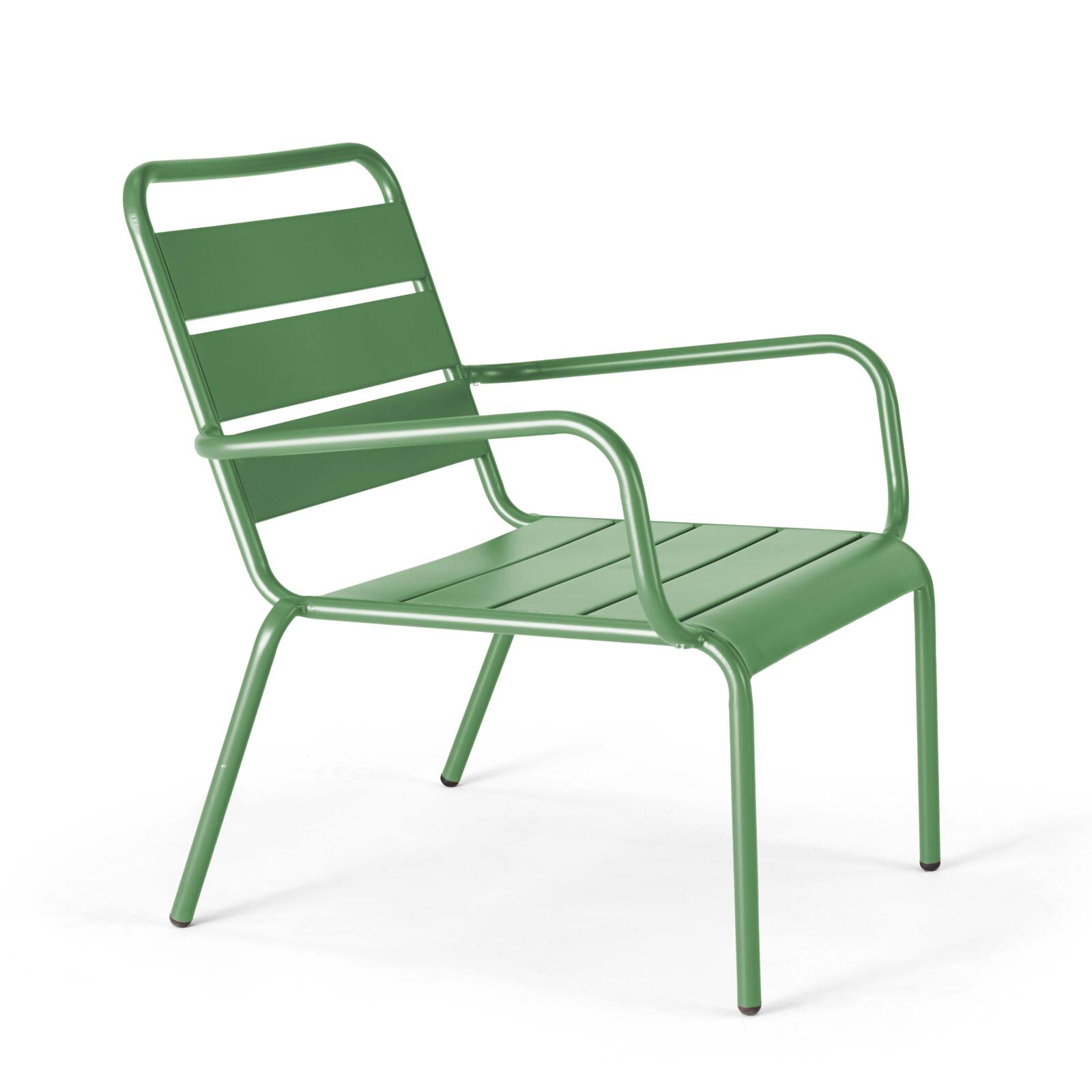 Ensemble fauteuil de terrasse bas + repose-pied en métal