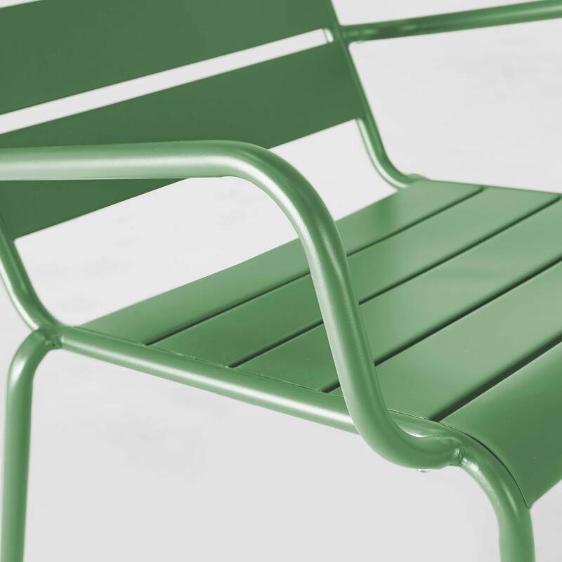 Ensemble fauteuil de terrasse bas + repose-pied en métal (4/7)