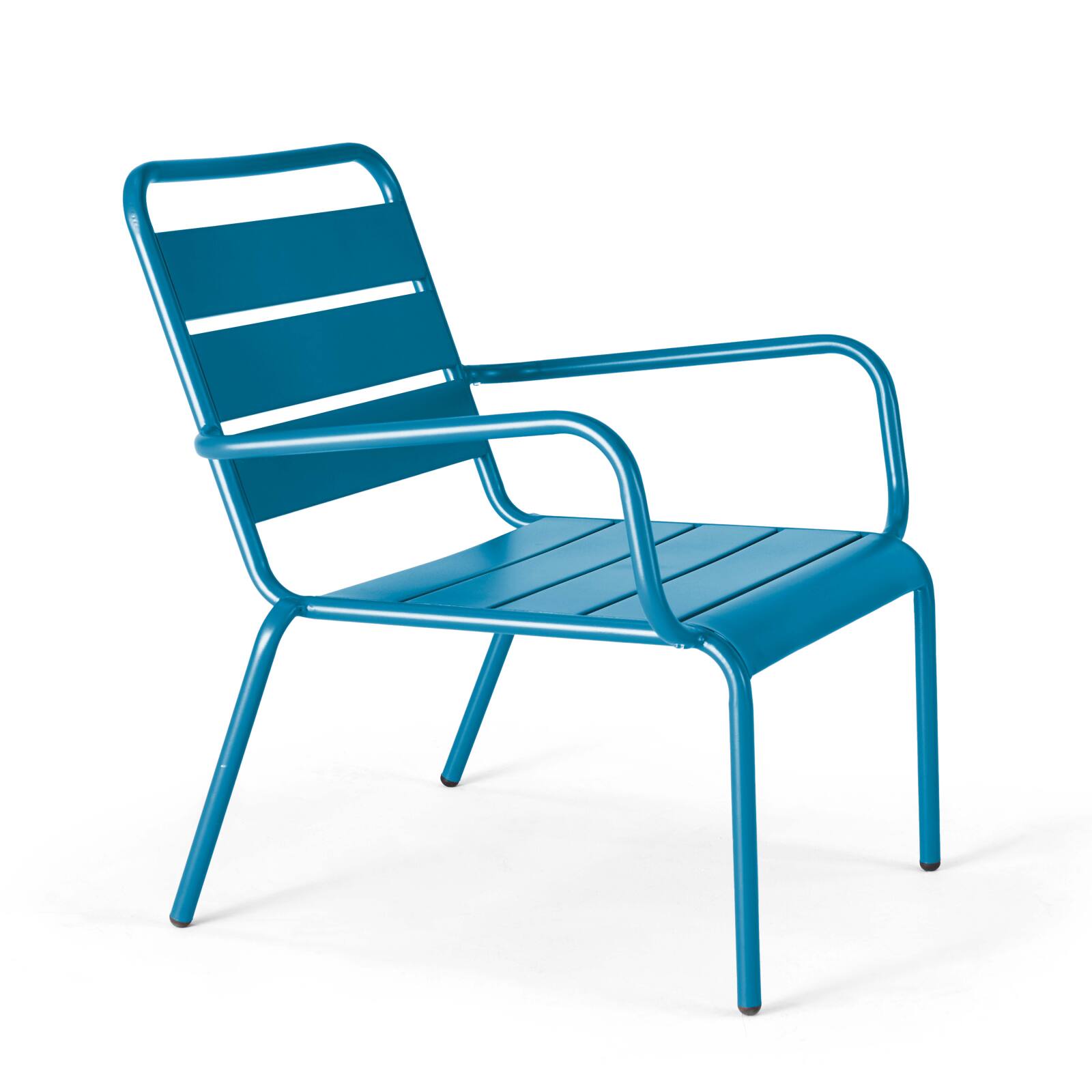 Ensemble fauteuil de terrasse bas + repose-pied en métal