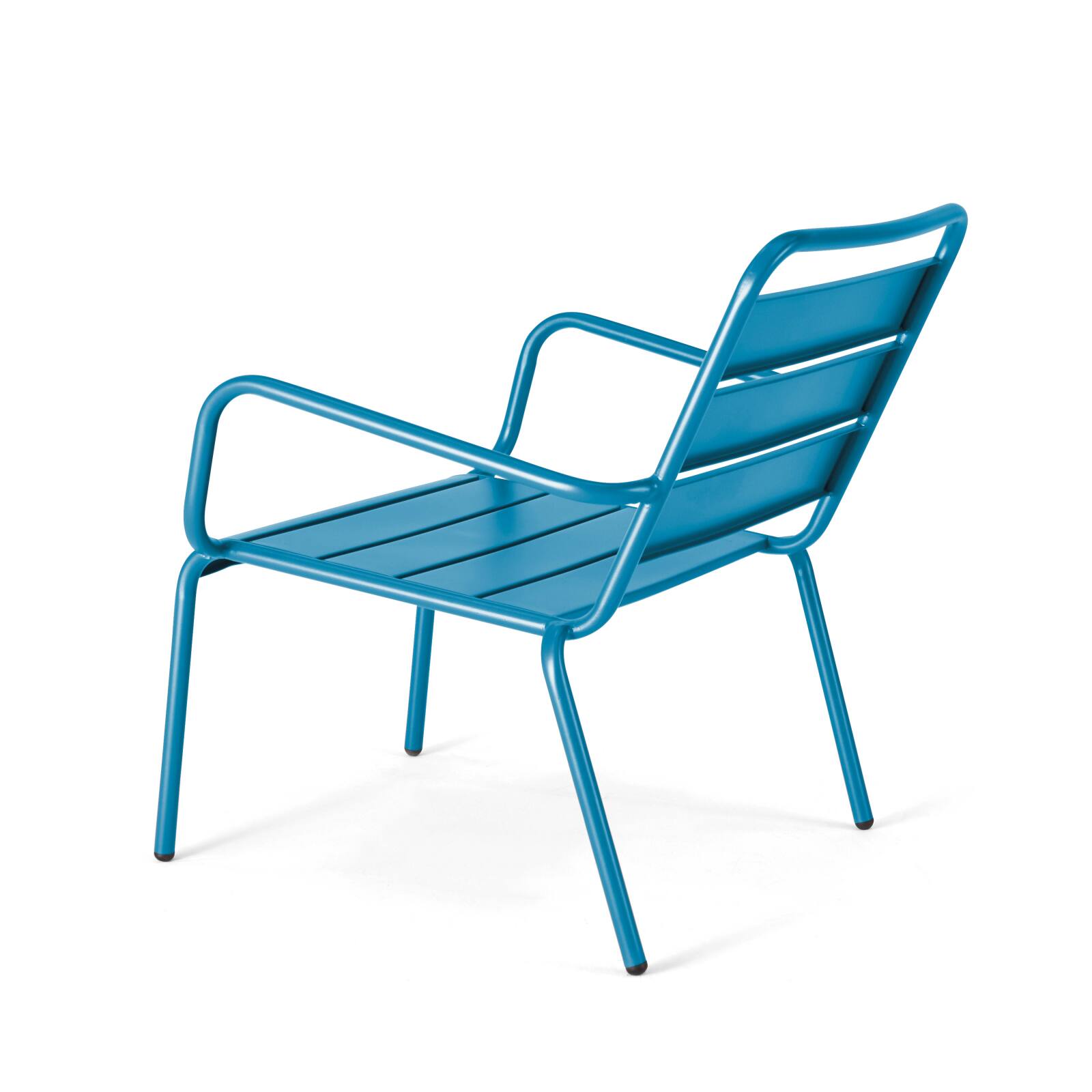 Ensemble fauteuil de terrasse bas + repose-pied en métal