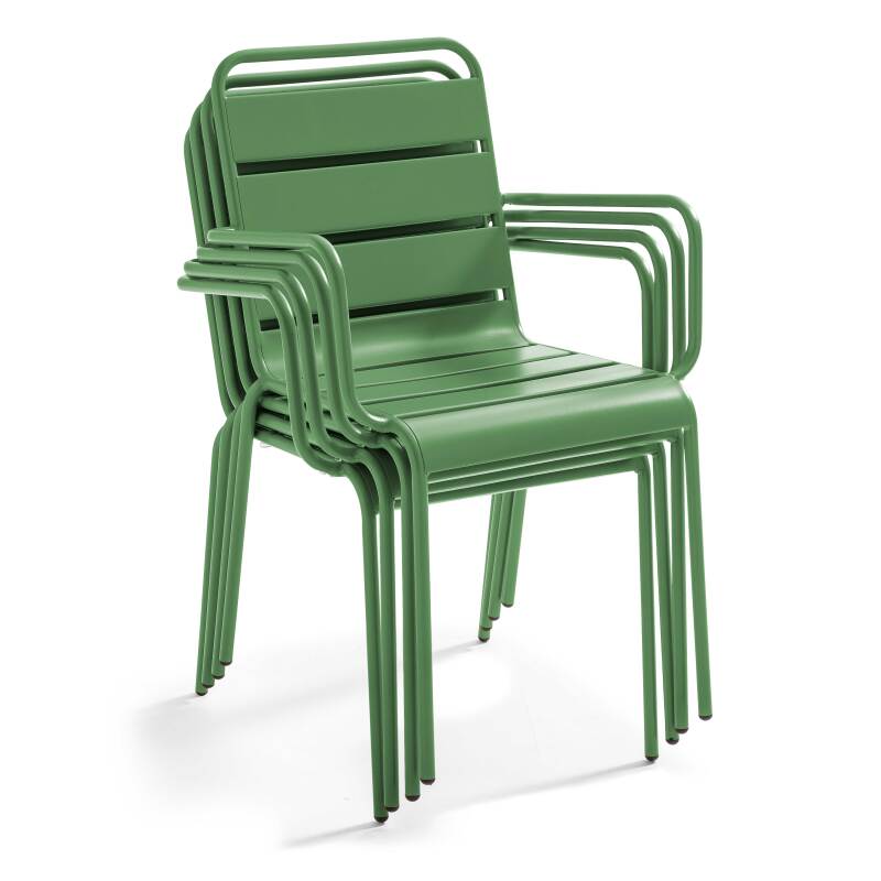 Ensemble table carrée 120 cm et 8 fauteuils en métal