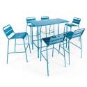 Table haute de bar + 6 chaises en métal