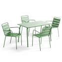 Ensemble table rectangulaire 120 cm et 4 fauteuils en métal