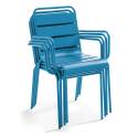 Ensemble table rectangulaire 120 cm et 4 fauteuils en métal