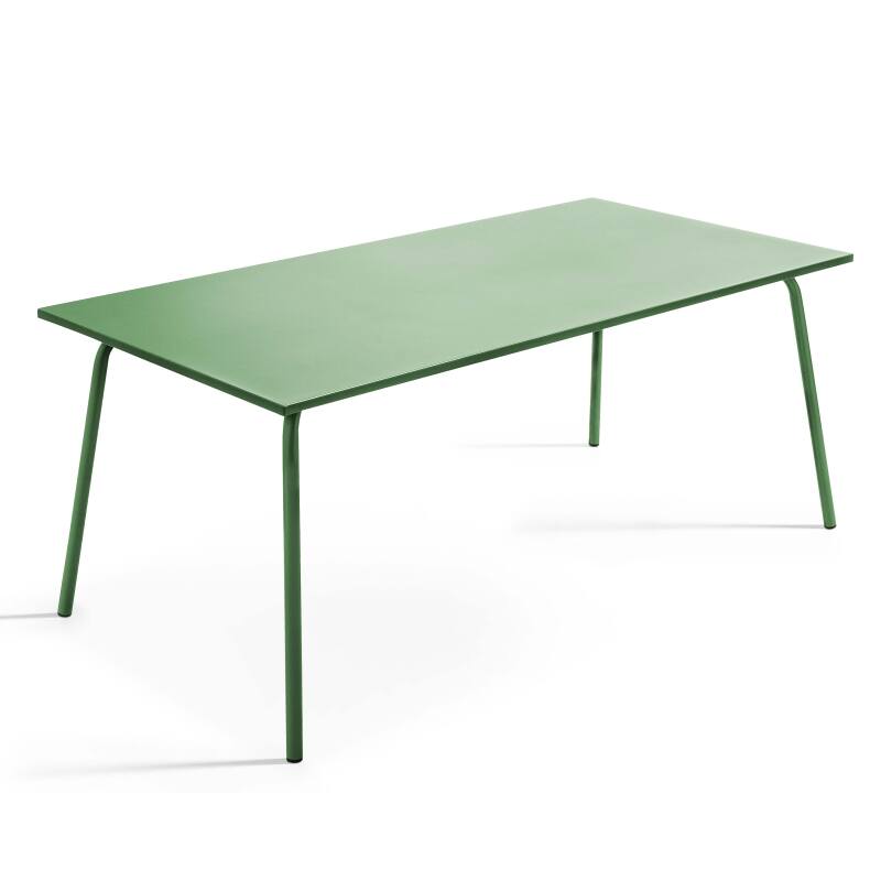 Ensemble table rectangulaire 180 cm + 6 fauteuils en métal