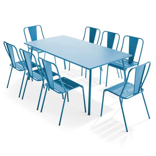Ensemble table rectangulaire 180 cm et 8 chaises style bistrot