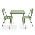 Table de jardin carrée et 2 chaises en acier thermolaqué