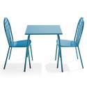 Ensemble table carrée 70 x 70 cm et 2 chaises en métal