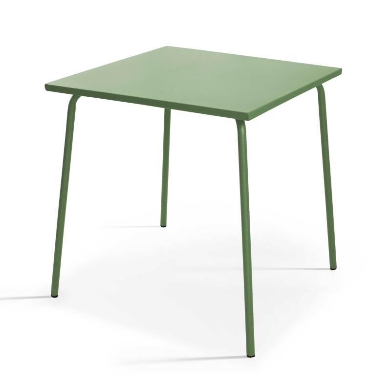 Ensemble table carrée 70 x 70 cm et 2 chaises en métal
