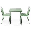 Ensemble table carrée (70x70 cm) et 2 chaises en métal