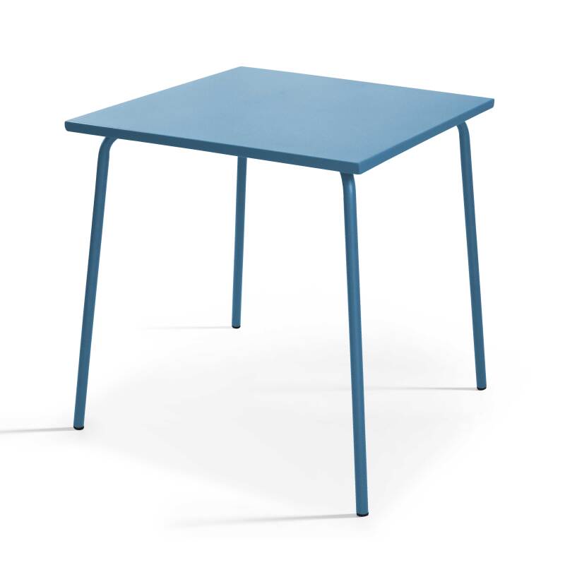 Ensemble table carrée (70x70 cm) et 2 chaises en métal