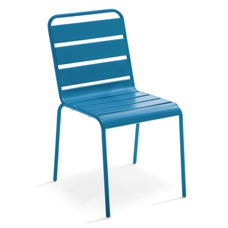 Ensemble table carrée (70x70 cm) et 2 chaises en métal (4/6)