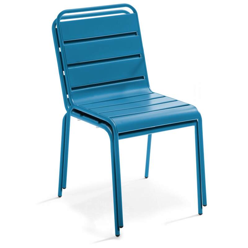 Ensemble table carrée (70x70 cm) et 2 chaises en métal (5/6)