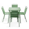 Ensemble table de terrasse carrée 70x70cm + 4 chaises en métal