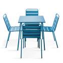 Ensemble table de terrasse carrée 70x70cm + 4 chaises en métal