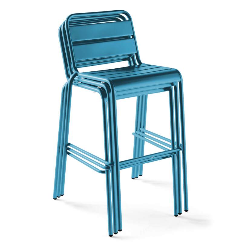 Table de bar (70 cm) + 4 chaises hautes en métal