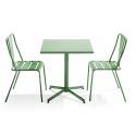 Ensemble table carrée inclinable 70 x 70 cm et 2 chaises en métal