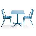 Ensemble table carrée inclinable 70 x 70 cm et 2 chaises en métal