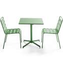 Ensemble table carrée avec plateau inclinable et 2 chaises en métal