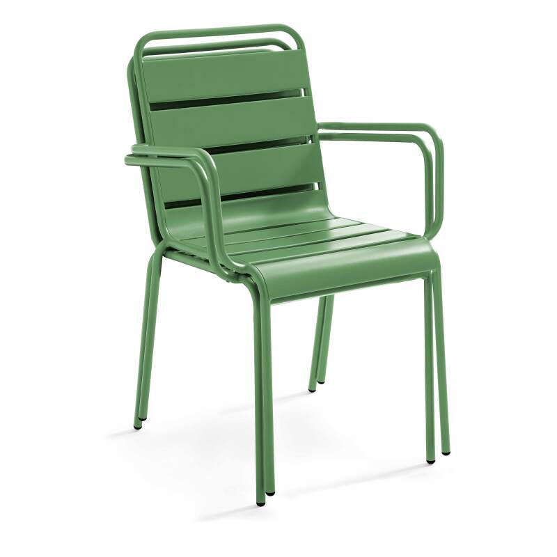 Ensemble table carrée avec plateau inclinable et 2 fauteuils en métal