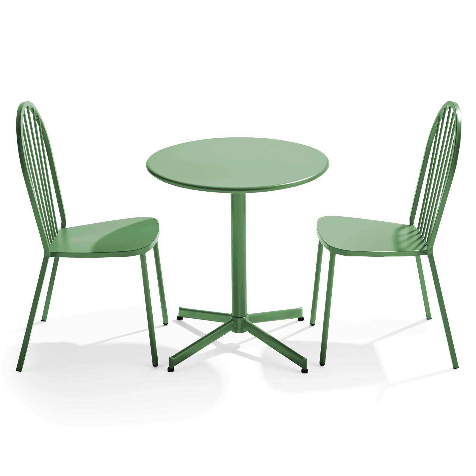 Ensemble table bistrot inclinable Ø70cm et 2 chaises en métal