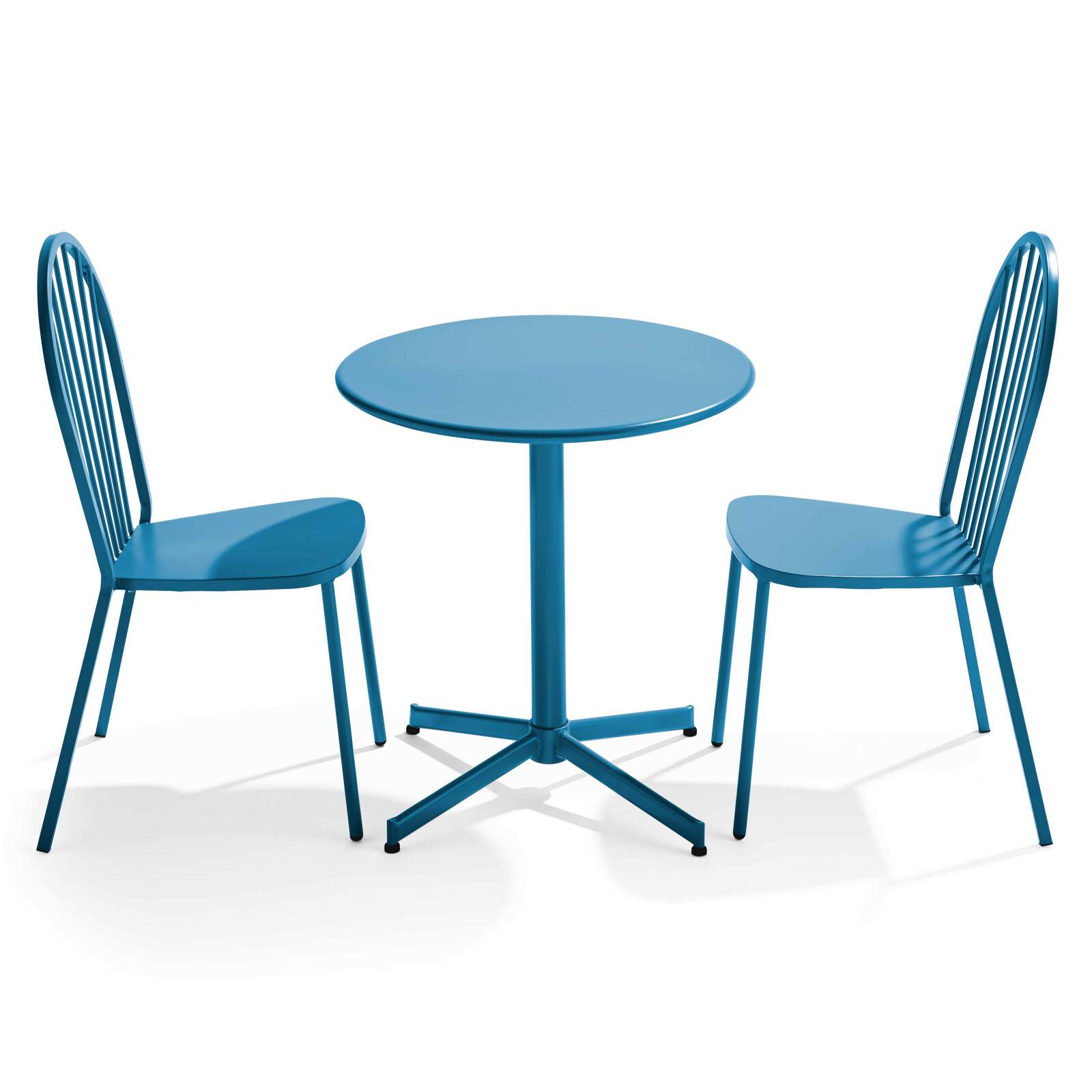 Ensemble table bistrot inclinable Ø70cm et 2 chaises en métal