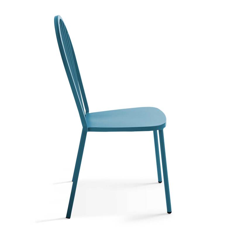 Ensemble table bistrot inclinable Ø70cm et 2 chaises en métal (6/7)
