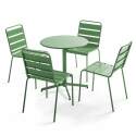 Ensemble de terrasse inclinable (Ø70 x 72 cm) + 4 chaises en métal