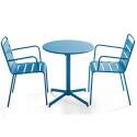 Ensemble table ronde avec plateau inclinable (⌀70cm) et 2 fauteuils en métal