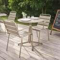Ensemble table ronde avec plateau inclinable (⌀70cm) et 2 fauteuils en métal