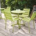 Ensemble de terrasse inclinable (Ø70 x 72 cm) + 4 chaises en métal
