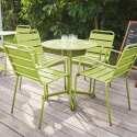Ensemble table ronde avec plateau inclinable (⌀70cm) + 4 fauteuils en métal