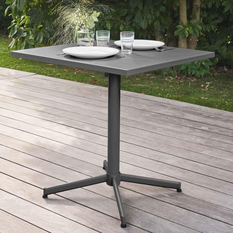Ensemble table carrée avec plateau inclinable et 2 chaises en métal