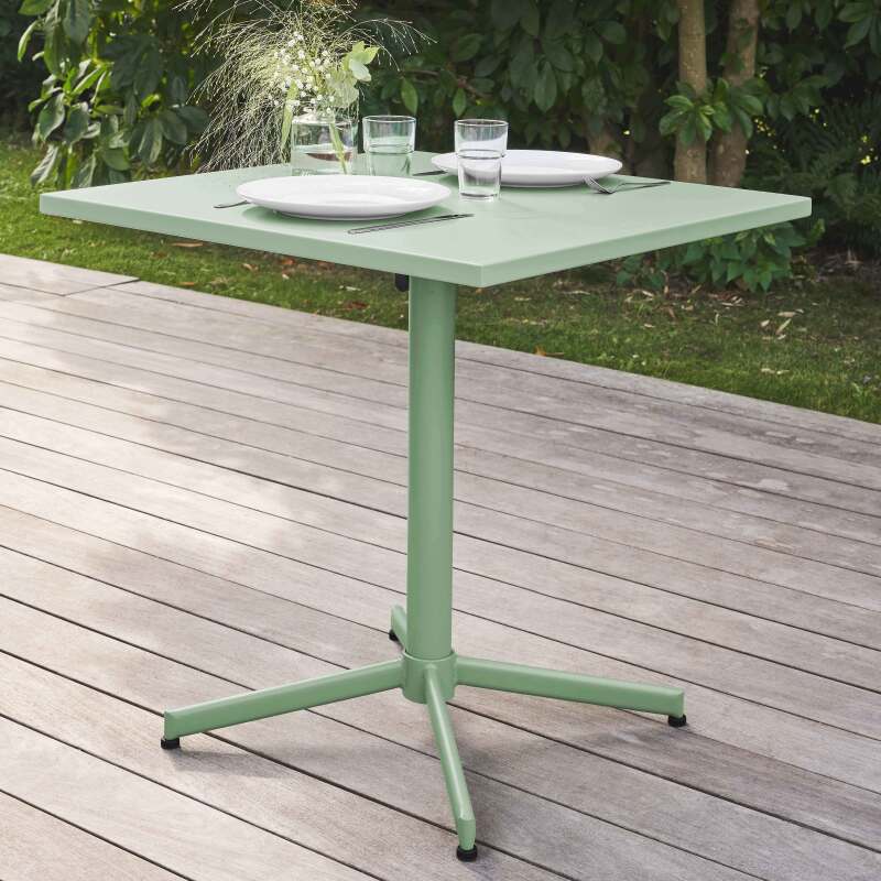Ensemble table carrée avec plateau inclinable et 2 chaises en métal