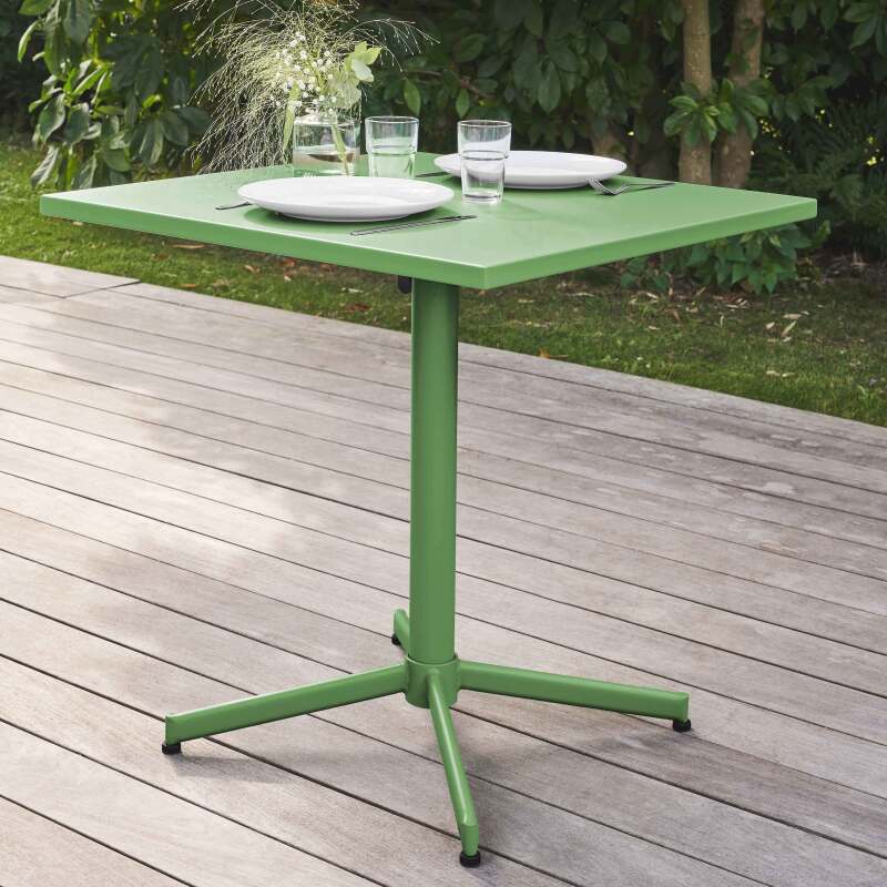 Table carrée en métal (70 cm) avec plateau rabattable - 4 places