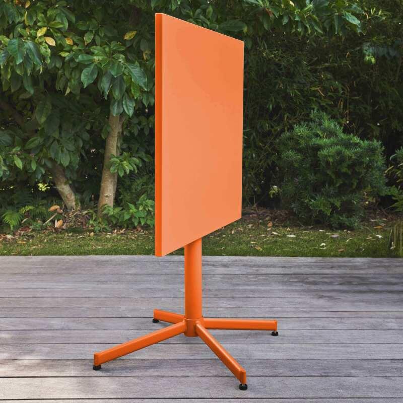 Table de restaurant carrée inclinable en métal 2 personnes avec pied encastrable 70x70 cm