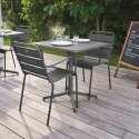 Ensemble table carrée avec plateau inclinable et 2 fauteuils en métal