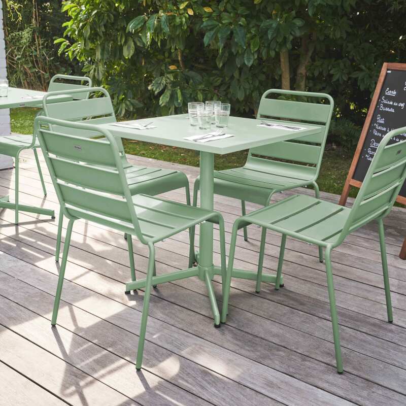 Ensemble de terrasse inclinable (70 x 70 x 72 cm) + 4 chaises en métal