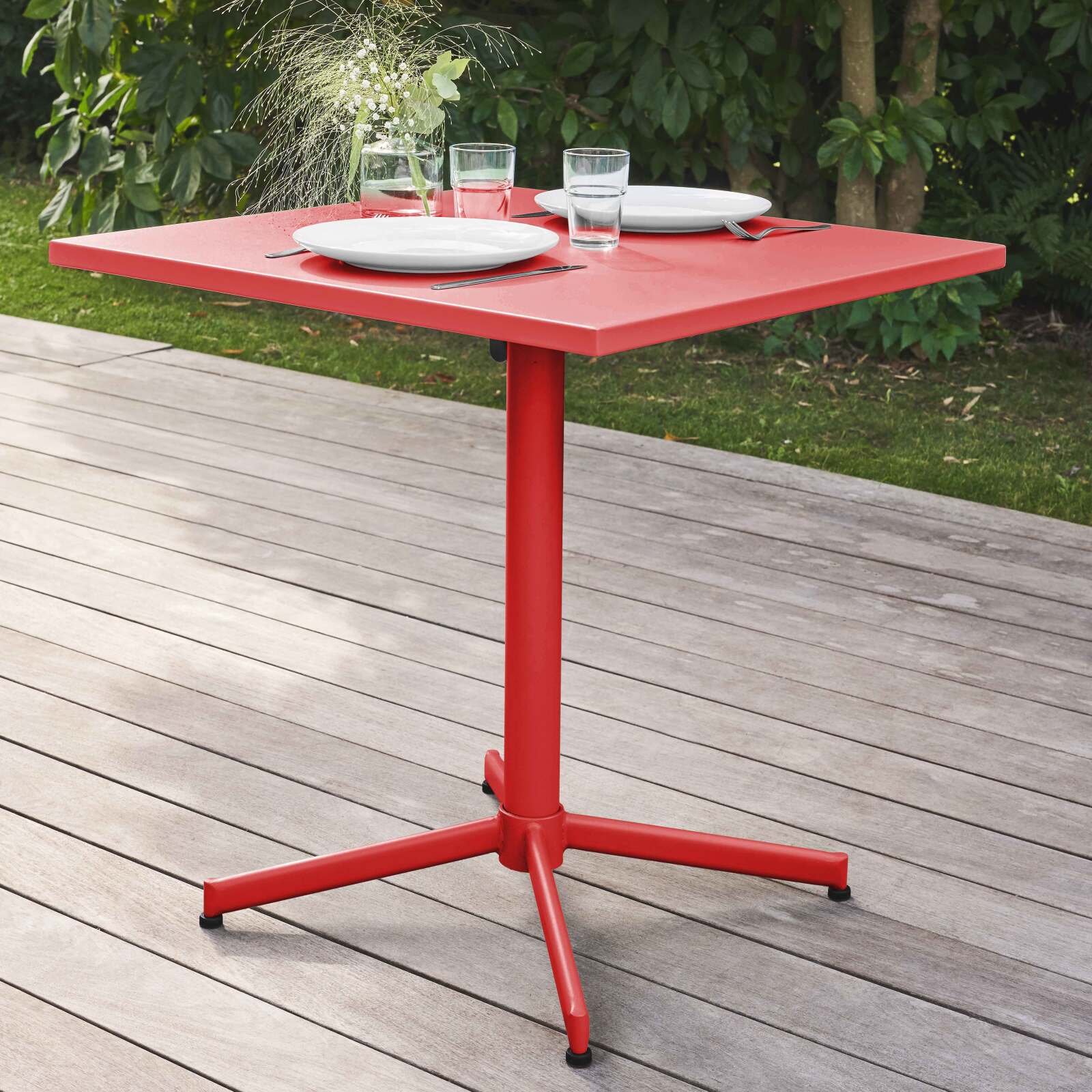 Ensemble de terrasse inclinable (70 x 70 x 72 cm) + 4 chaises en métal