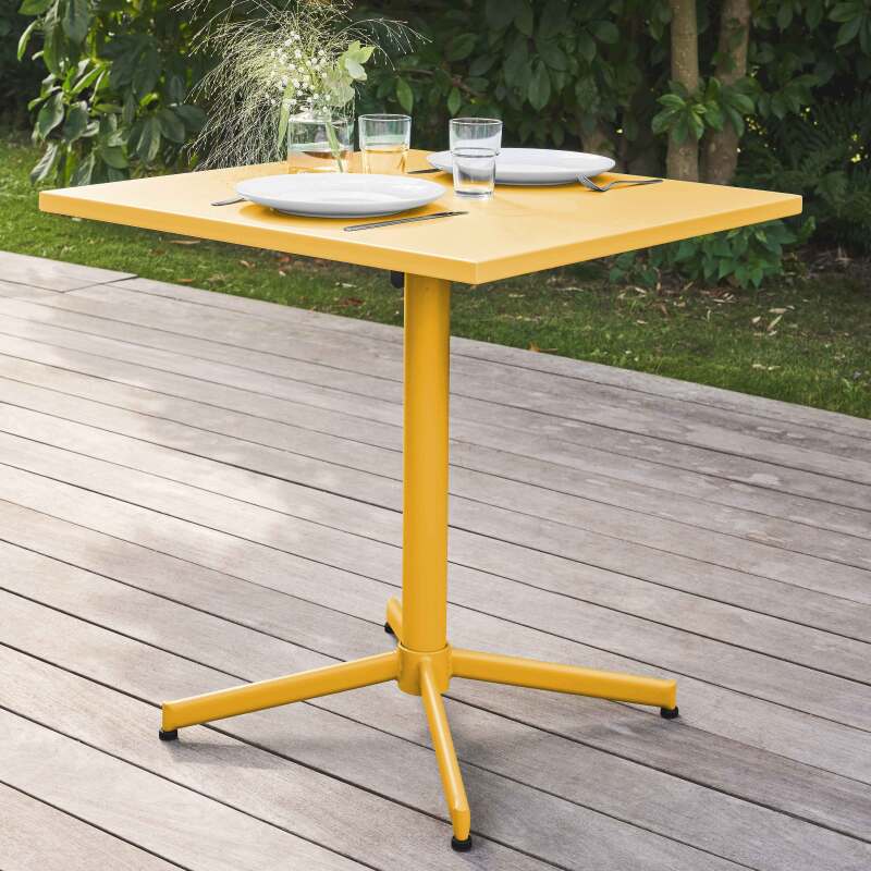 Ensemble table carrée avec plateau inclinable (70x70 cm) + 4 fauteuils en métal (3/6)