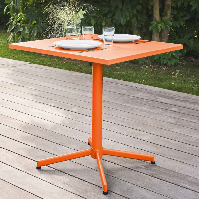 Ensemble table carrée avec plateau inclinable (70x70 cm) + 4 fauteuils en métal (3/6)