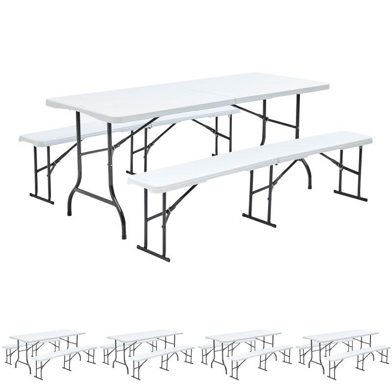 Table et bancs pliants 8 places - Lot de 5
