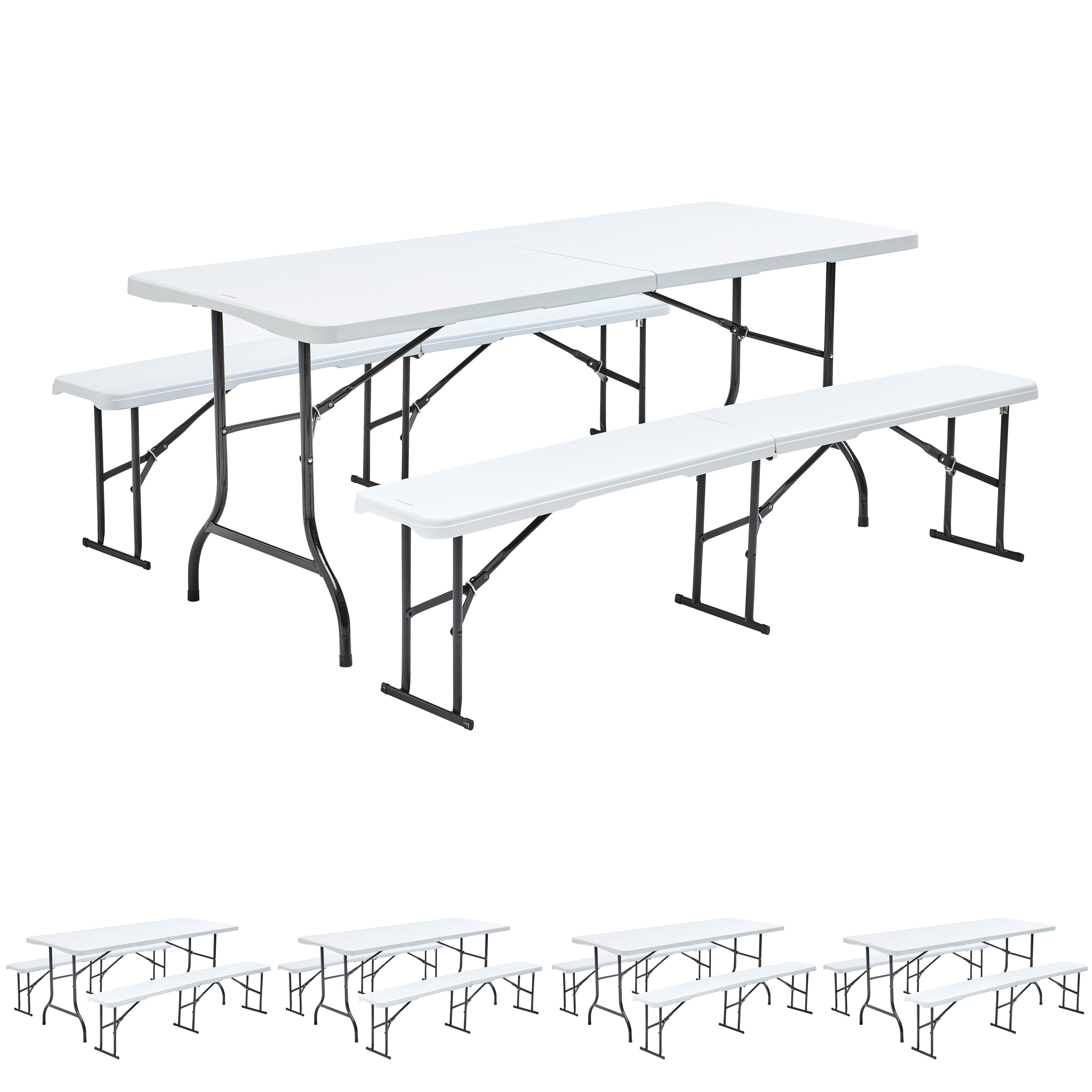 Table et bancs pliants 8 places 180 cm - Lot de 5 - Plastique