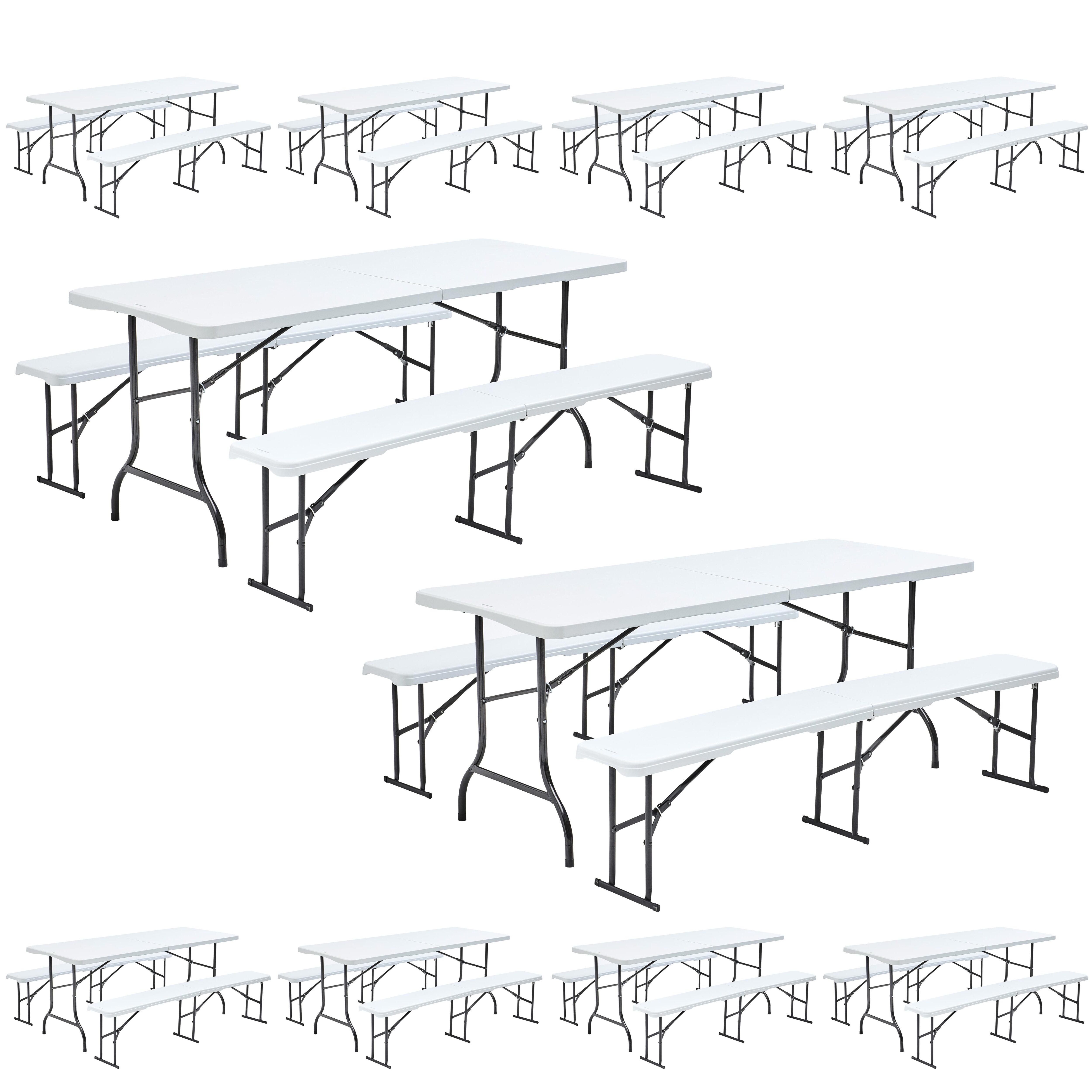 Tables et bancs pliants 180 cm - Lot de 10 - Plastique